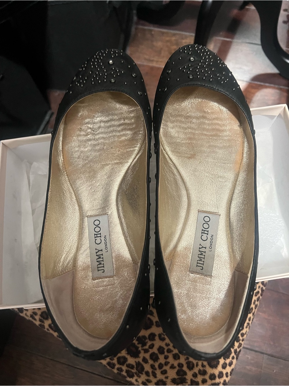 Jimmy Choo Joselyn studded black ballet flats